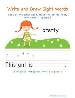 Write and Draw Sight Words: Pretty