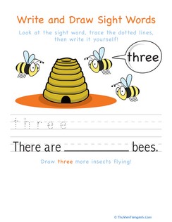 Write and Draw Sight Words: Three