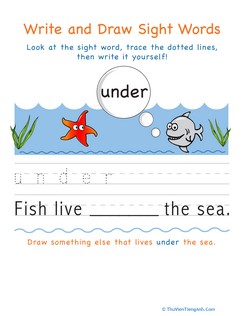 Write and Draw Sight Words: Under