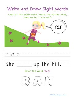 Write and Draw Sight Words: Ran