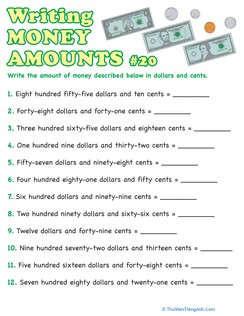 Writing Money Amounts #20