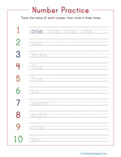 Writing Numbers 1-10