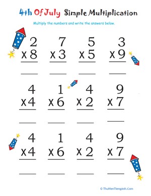 Simple Multiplication for 4th of July: Firecrackers