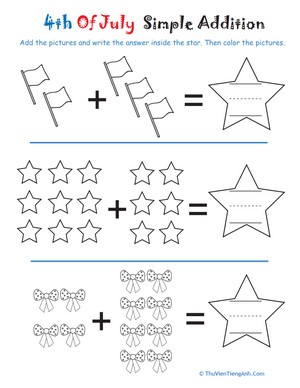 Addition Coloring Page: 4th of July Stars