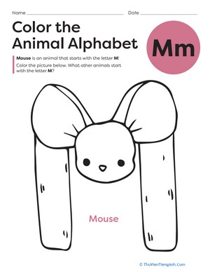 Color the Animal Alphabet: M