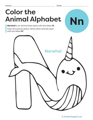 Color the Animal Alphabet: N