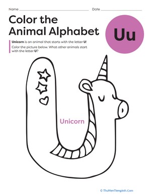 Color the Animal Alphabet: U
