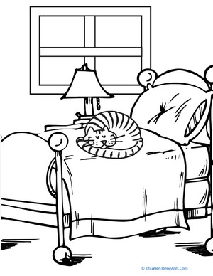 Sleeping Cat Coloring Page