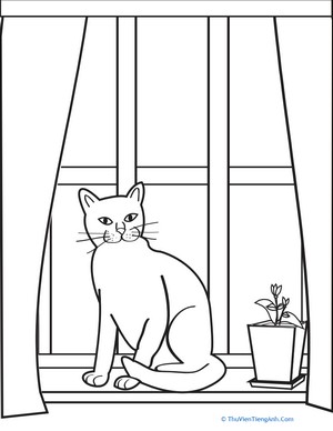 Color the Kitty in the Window