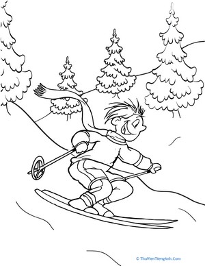 Skier Coloring Page