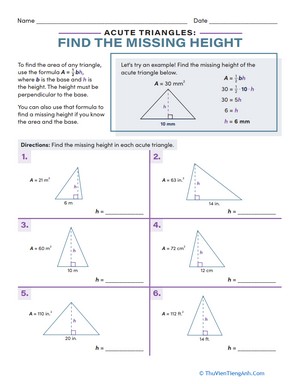 Acute Triangles: Find the Missing Height
