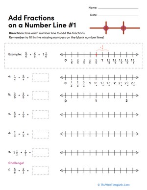 Add Fractions on a Number Line #1