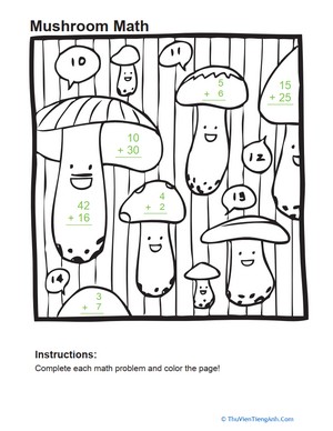 Add and Color: Mushrooms