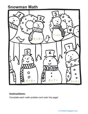 Add and Color: Snowmen