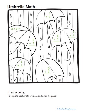 Add and Color: Umbrellas