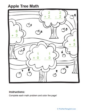 Add and Color: Apple Trees
