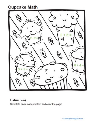 Add and Color: Cupcakes
