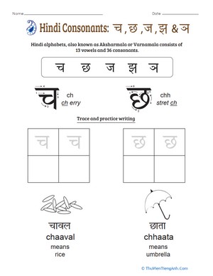 An Introduction to Hindi Consonants: Ch, Chh, Ja, Jha, and Nja