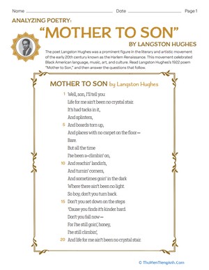 Analyzing Poetry: “Mother to Son” by Langston Hughes