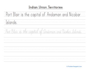 Andaman and Nicobar Islands Cursive Practice