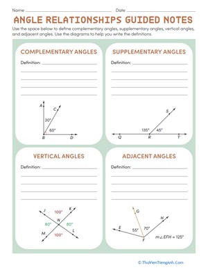 Angle Relationships Guided Notes