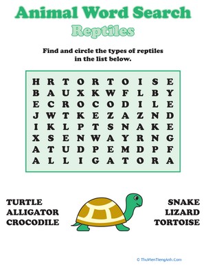Animal Word Search: Cold-Blooded!