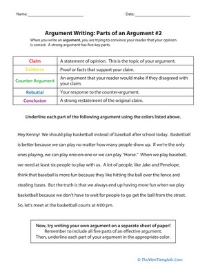 Argument Writing: Parts of an Argument #2