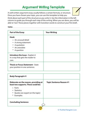 Argument Writing Template