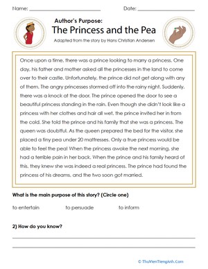 Author’s Purpose: The Princess and the Pea