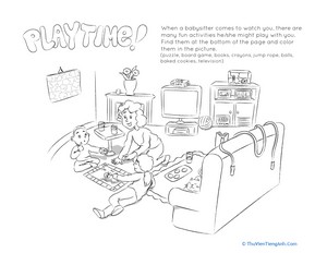 Babysitter Playtime Coloring Page