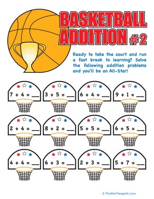 Basketball Addition Facts #2