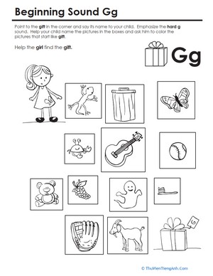 Beginning Sounds Coloring: Sounds Like Gift