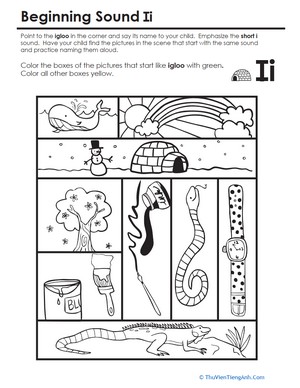 Beginning Sounds Coloring: Sounds Like Igloo