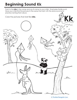 Beginning Sounds Coloring: Sounds Like Kite