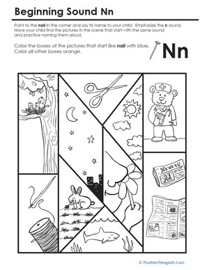 Beginning Sounds Coloring: Sounds Like Nail