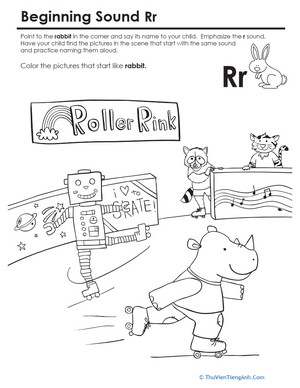 Beginning Sounds Coloring: Sounds Like Rabbit