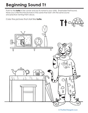 Beginning Sounds Coloring: Sounds Like Turtle