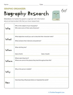 Graphic Organizer: Biography Research