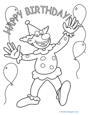 Birthday Clown Coloring Page