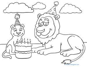 Birthday Coloring: Lion Party