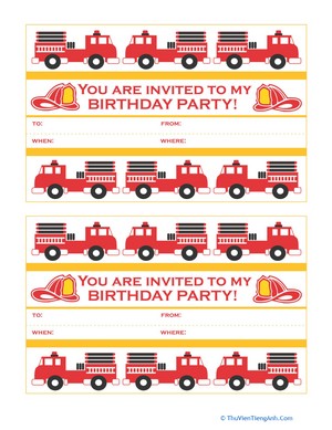 Fire Truck Birthday Invitations