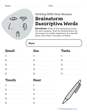 Writing With Your Senses: Brainstorm Descriptive Words