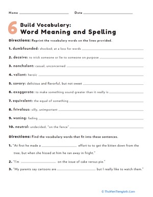 Build Vocabulary: Word Meaning and Spelling #6