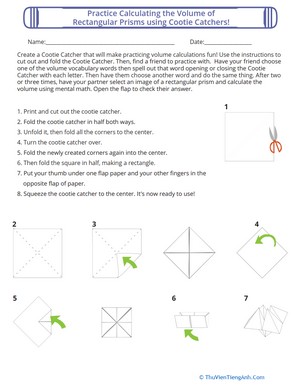 Calculate the Volume of Rectangular Prisms using Cootie Catchers