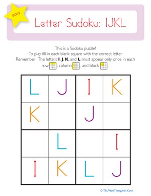 Capital Letter Sudoku: IJKL