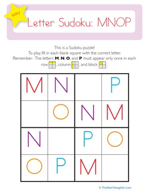 Capital Letter Sudoku: MNOP