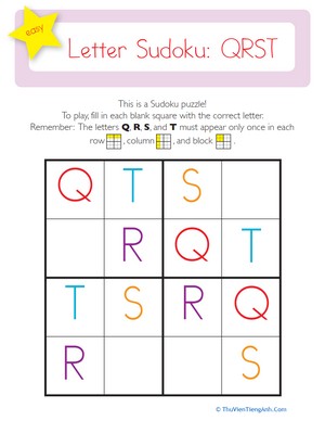 Capital Letter Sudoku: QRST