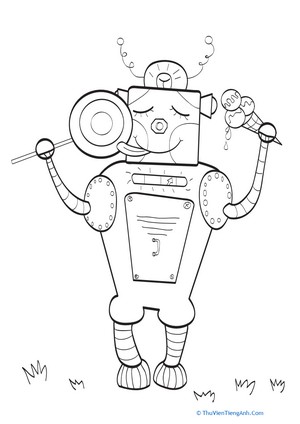 Sweet Robot Coloring Page
