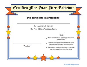 Certified Five Star Peer Reviewer