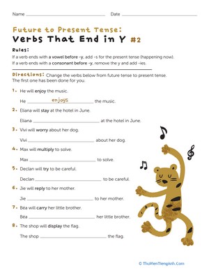 Future to Present Tense: Verbs That End in Y #2